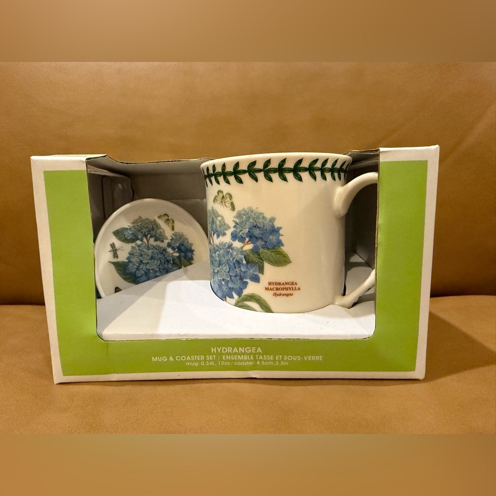 Portmeirion Botanic Garden Blue Hydrangea Mug and Coaster Set